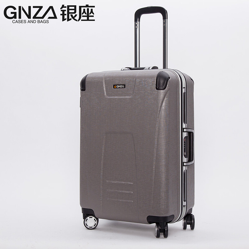 銀座防刮面鋁框商務(wù)拉桿箱20旅行箱24托運密碼行李箱28英寸 皮箱箱子拖箱拉桿箱男女萬向輪 【A8759K】銀色(亮面) 24寸(大多數(shù)情況下使用)